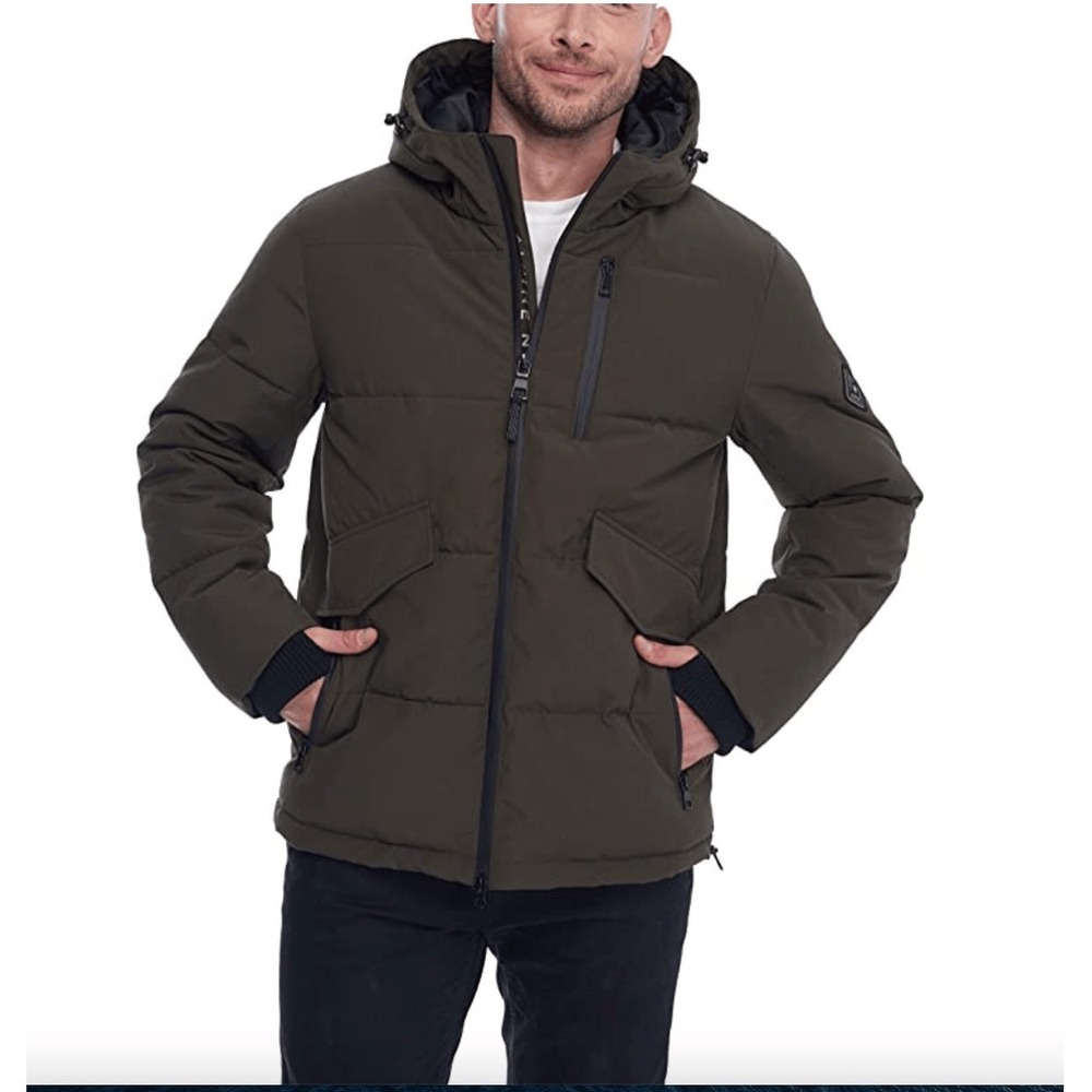 Alpine North Banff Men's Vegan Down Mid-Weight Quilted Puffer Jacket Olive Small